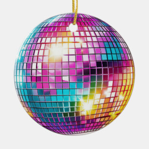 Adorno de cerámica Bola de Disco Rosa