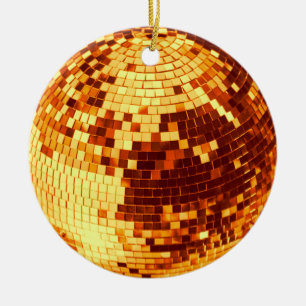 Adorno De Cerámica Bola de discoteca retro brillo purpurina oro cumpl