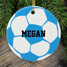 Adorno De Cerámica Bola De Fútbol Azul Y Blanco Claro*Personalizado