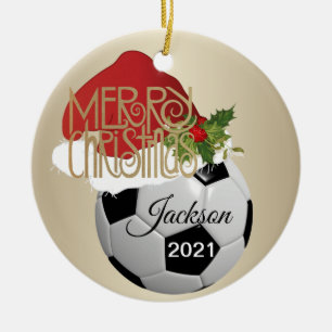 Adorno De Cerámica Bola de fútbol de navidades
