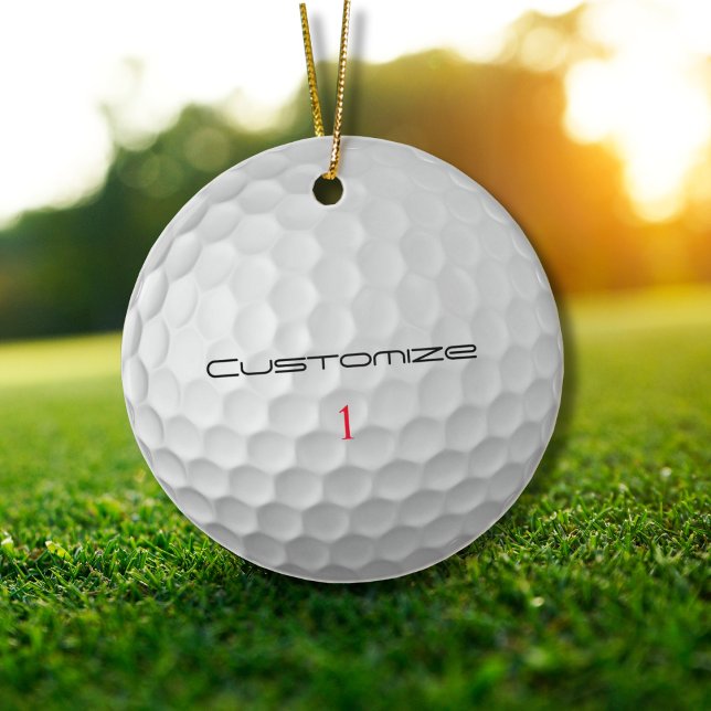 Adorno De Cerámica Bola de golf con texto y número personalizados (Subido por el creador)