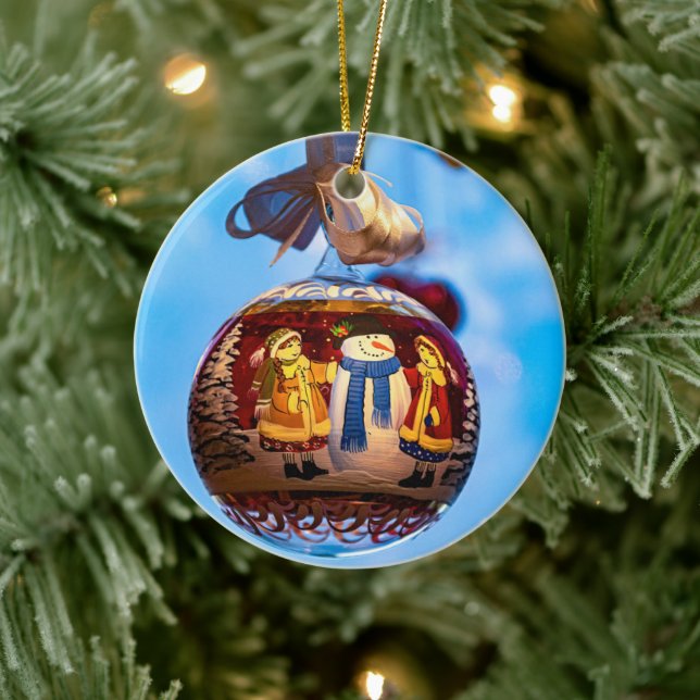 Adorno De Cerámica Bola de Navidades de Snowman (Árbol)