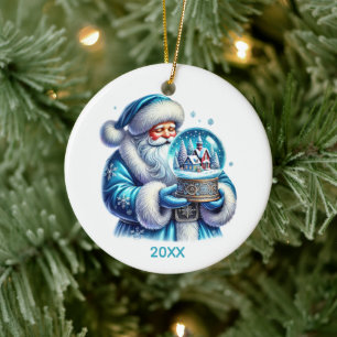 Adorno De Cerámica bola de nieve de Navidad Santa añadir mensaje de a