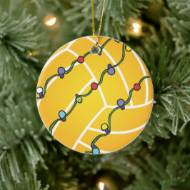 Adorno De Cerámica Bola del water polo con el día de fiesta Oranament