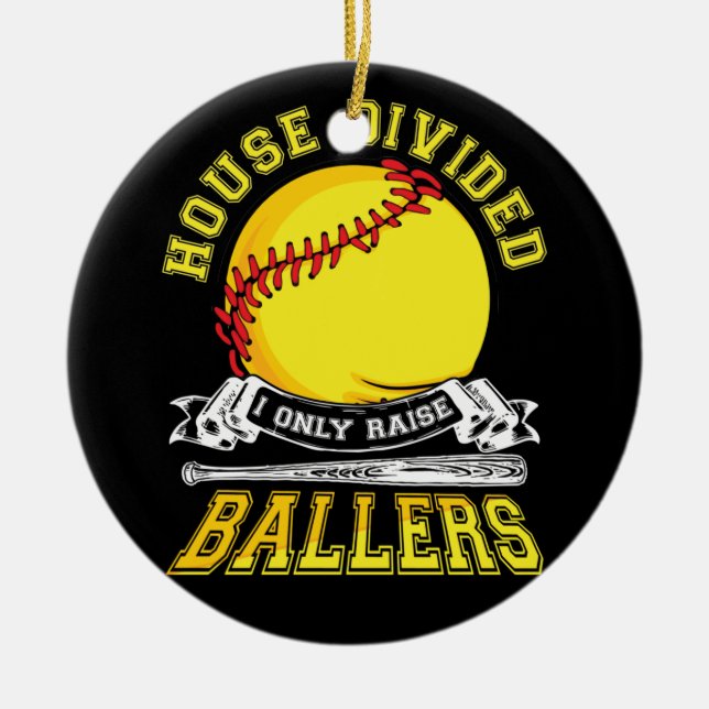 Adorno De Cerámica Bola dividida de béisbol de béisbol, mamá (Frente)