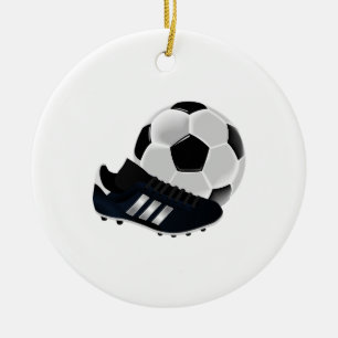 Adorno De Cerámica Bola y listón de fútbol