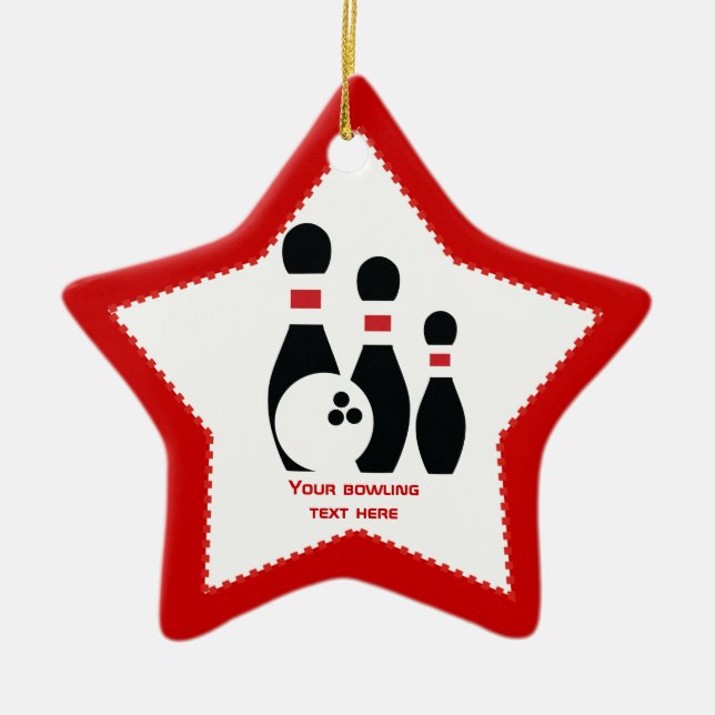 Adorno De Cerámica Bolas de boliche y personalizado rojo negro (Frente)