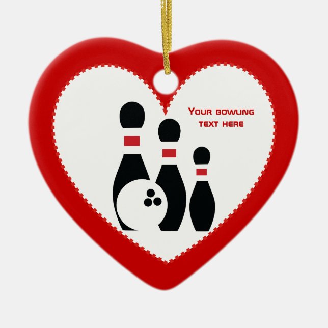 Adorno De Cerámica Bolas de boliche y personalizado rojo negro (Frente)