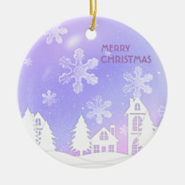 Adorno De Cerámica Bolas de cristal blanco morado, copos de nieve tra