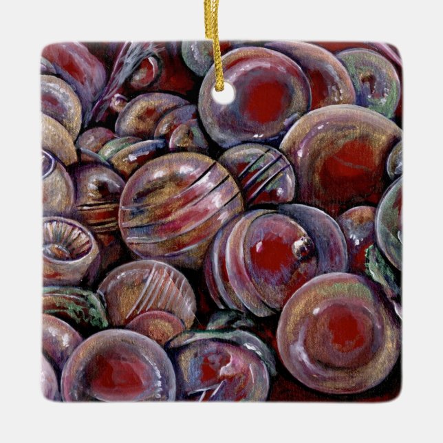 Adorno De Cerámica Bolas de Navidades rojos (Anverso)