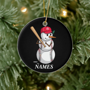 Adorno De Cerámica Bolas de nieve de béisbol con nombre personalizado