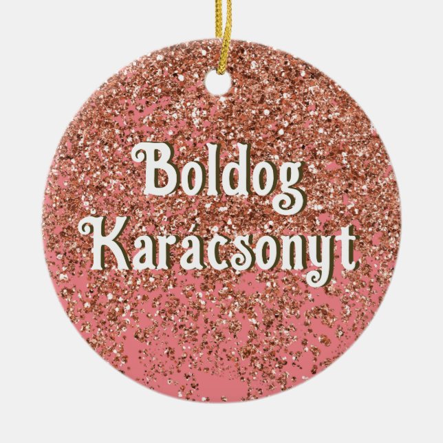Adorno De Cerámica Boldog Karácsonyt | Feliz Navidad en húngaro (Frente)