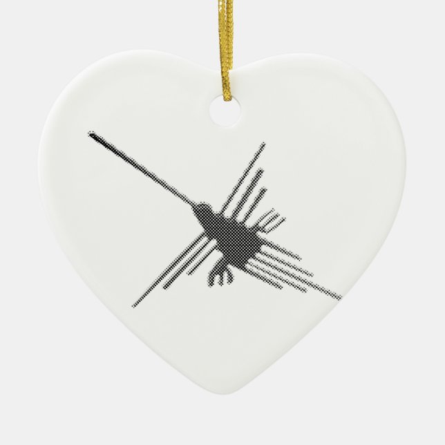 Adorno De Cerámica Boletín de líneas de Nasca Hummingbird (Frente)