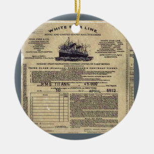 Adorno De Cerámica Boleto RMS Titanic