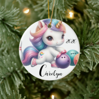 Adorno De Cerámica Boliche de Unicornio Personalizado 