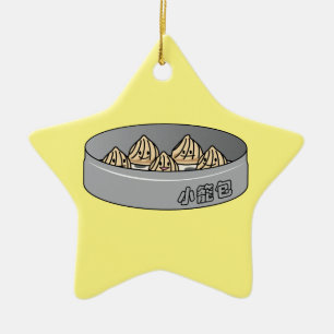 Adorno De Cerámica Bollo chino de Dim Sum de la bola de masa hervida