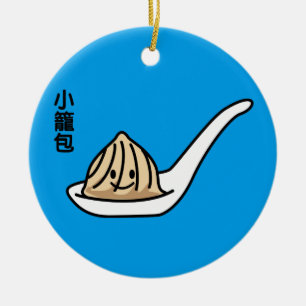 Adorno De Cerámica Bollo chino de Dim Sum de la bola de masa hervida