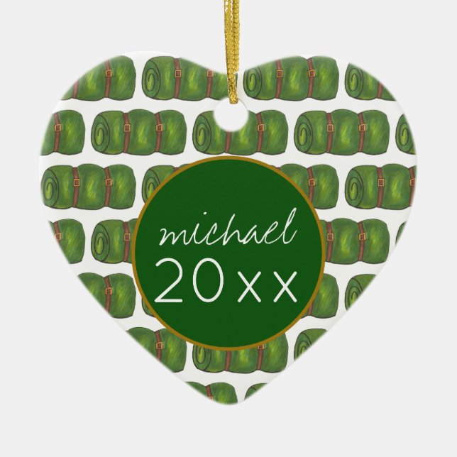 Adorno De Cerámica Bolsa de duelo verde en el campamento de esquí de  (Frente)