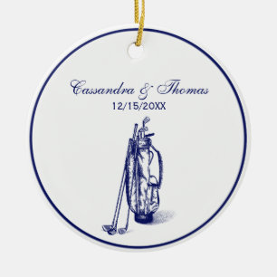 Adorno De Cerámica Bolsa de golf y clubes de golf Azul