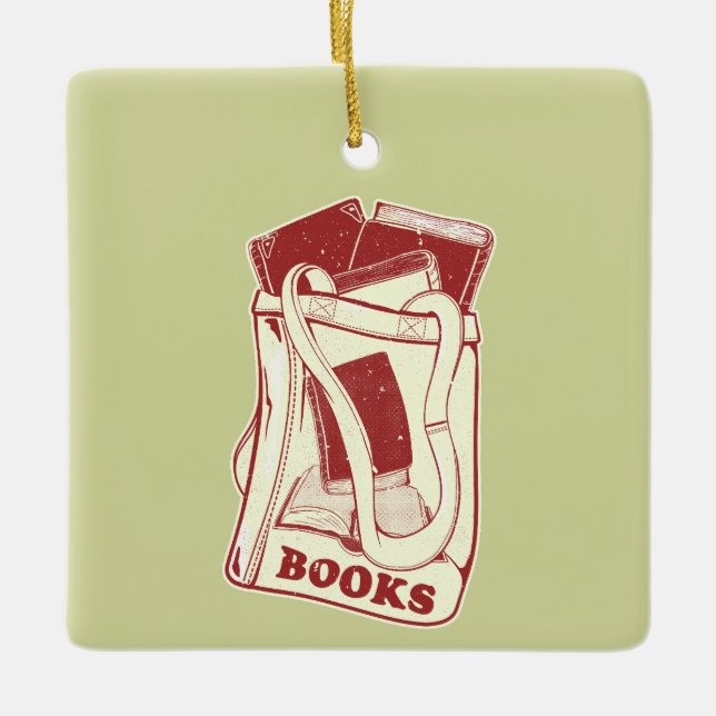 Adorno De Cerámica Bolsa de libros que me encanta leer (Anverso)