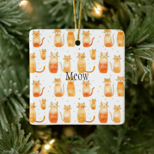 Adorno De Cerámica Bolsa de regalo media de puntos y gatos de naranja