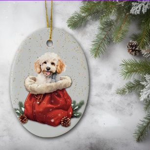 Adorno De Cerámica Bolsa de regalo para los Navidades de cachorros bl