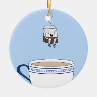 Adorno De Cerámica Bolsa de té saltando en taza