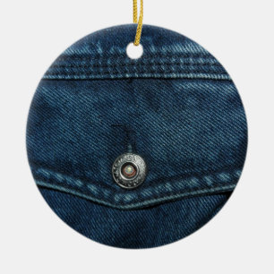 Adorno De Cerámica Bolsillo de denim azul