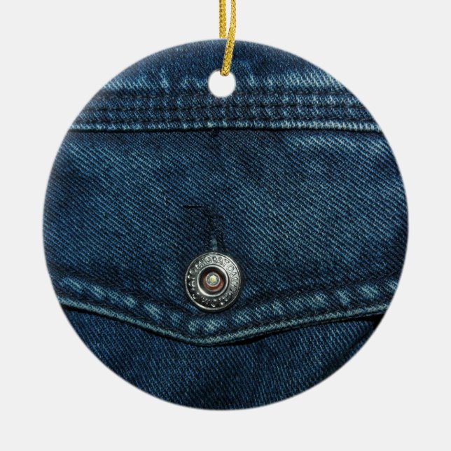 Adorno De Cerámica Bolsillo de denim azul (Frente)