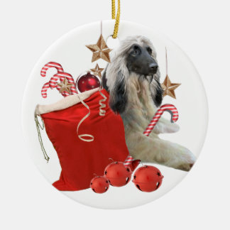 Adorno De Cerámica Bolso del rojo del afgano y de Santa