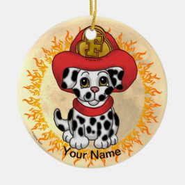 Adorno De Cerámica Bombero cachorro 