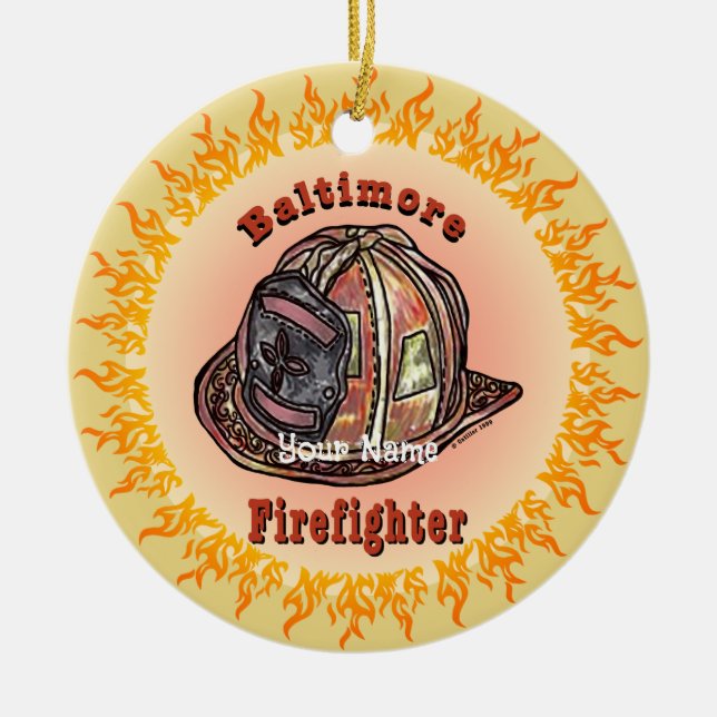 Adorno De Cerámica Bombero de Baltimore (Frente)