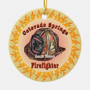 Adorno De Cerámica Bombero de Colorado Springs