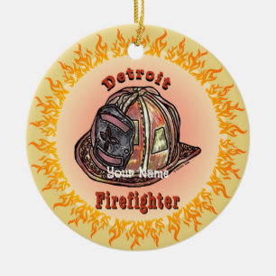 Adorno De Cerámica Bombero de Detroit
