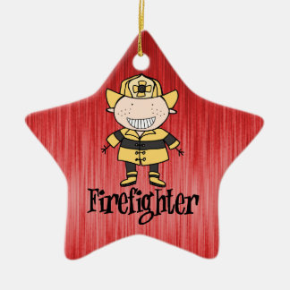 Adorno De Cerámica Bombero del bombero en rojo