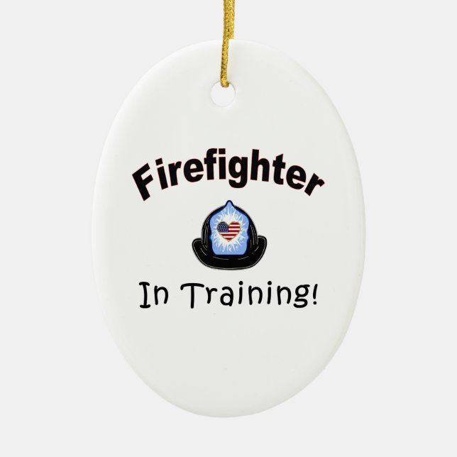 Adorno De Cerámica Bombero en el entrenamiento (Frente)