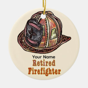 Adorno De Cerámica Bombero Jubilado