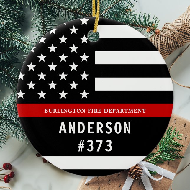 Adorno De Cerámica Bombero Personalizado Fireman Línea Roja Delgada (Subido por el creador)