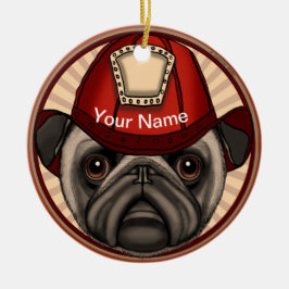 Adorno De Cerámica Bombero Pug