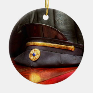 Adorno De Cerámica Bombero - Sombrero - El sombrero del ex jefe