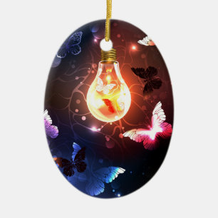 Adorno De Cerámica Bombilla brillante con mariposas nocturnas