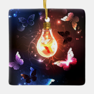 Adorno De Cerámica Bombilla brillante con mariposas nocturnas
