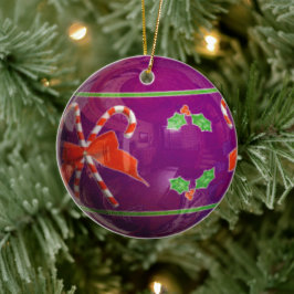 Adorno De Cerámica Bombilla púrpura de navidades