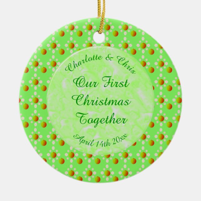 Adorno De Cerámica Bonito Boda Primavera Flor de Apple y manzanas (Frente)