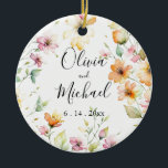 Adorno De Cerámica Bonito Boho Naranja Pink Watercolor Flores silvest<br><div class="desc">Flores silvestres de bonito romántica. Para empezar a cambiar nombres y detalles de eventos, haga clic en "Personalizar esta plantilla" y edite la redacción en los cuadros de plantilla. Para acceder a las herramientas de edición más avanzadas, desplácese hasta "Haga clic en el personalizar más adelante". Una vez que esté...</div>