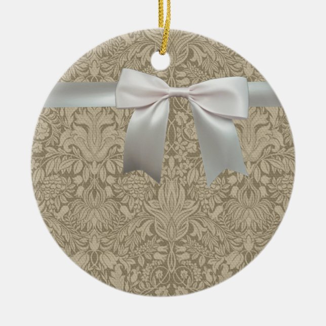 Adorno De Cerámica Bonito clásico blanco de línea de encaje antiguo b (Frente)