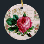 Adorno De Cerámica Bonito de escritura de París rosa vintage<br><div class="desc">Estilo de desconexión de ilustracion de época Diseño por www.leahg.me. Es un diseño rosa bonito con un gran Rosa inglés rojo/rosa, rollos ornamentales y escritura de escritura de escritura de escritura temática de París. Este diseño es muy bonito y tiene un ambiente romántico de casa de campo. Esto se puede...</div>