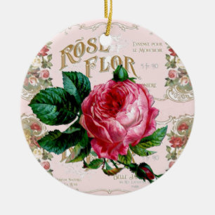 Adorno De Cerámica Bonito de escritura de París rosa vintage
