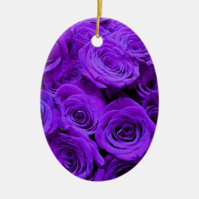 Adorno De Cerámica Bonito de rosas violeta romántico (Frente)