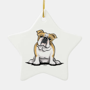 Adorno De Cerámica Bonito de Sentada del Bulldog Blanco Amanecer